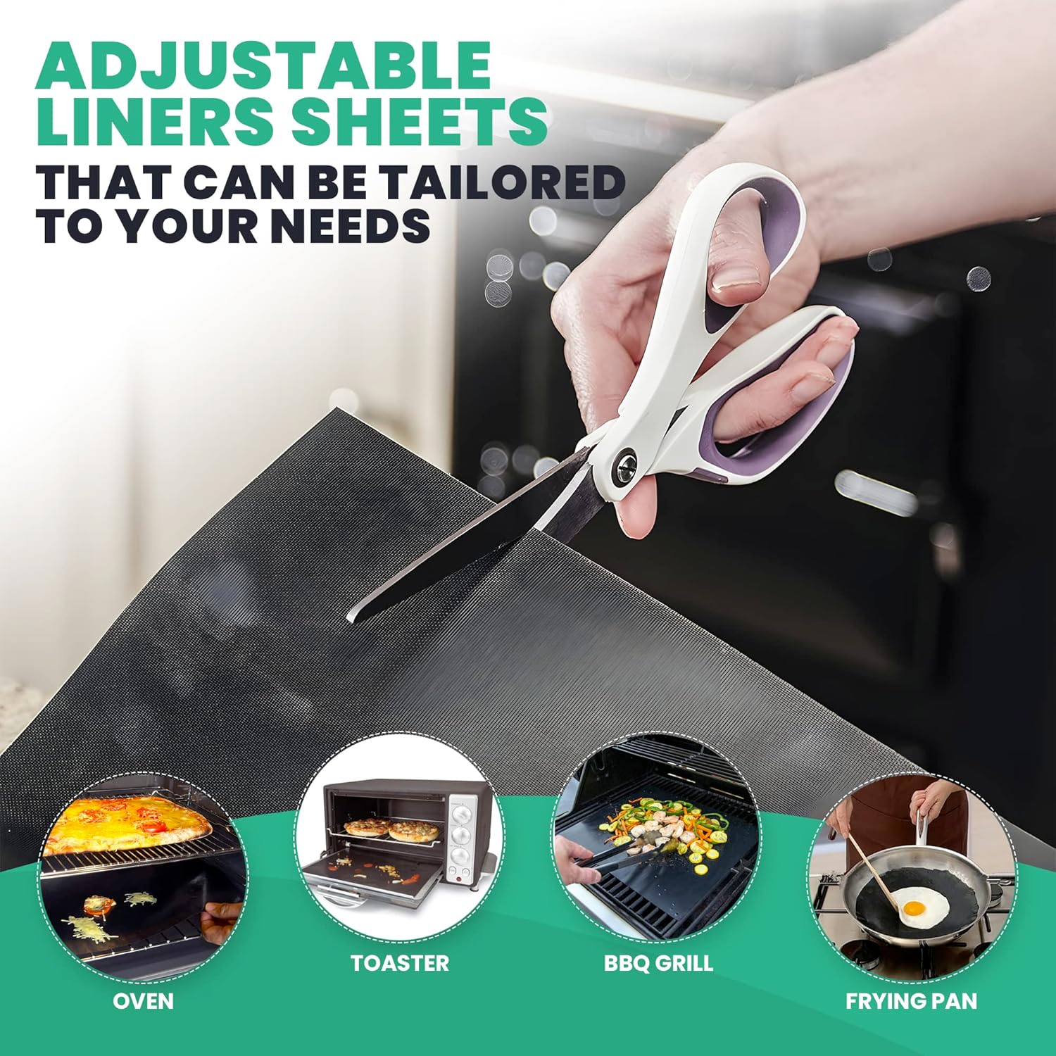 Thumbnail 3 de LUKATA Large Heavy Duty Oven Liner (3 Pack) – Reusable non-stick mats for bottom of oven, BPA free