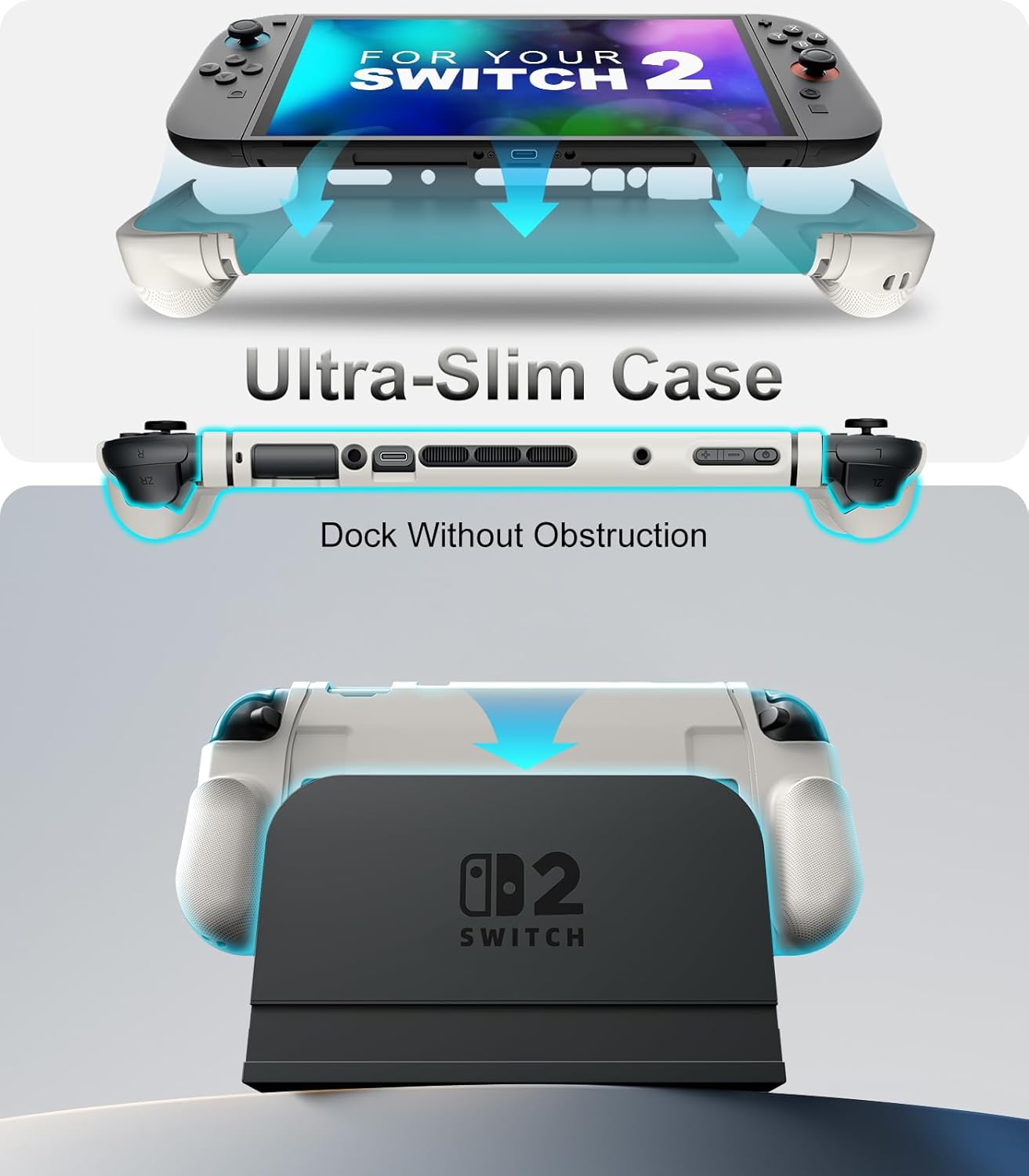 Detalle de TiMOVO Dockable Hülle für Switch 2 2025 – Soft-Grip Schutzhülle mit ergonomischem Griff, Dock-kompatibel