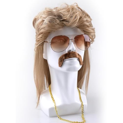 Thumbnail 3 de Forhome Men’s Blonde Mullet Wig Set of 4 with Sunglasses and Necklace
