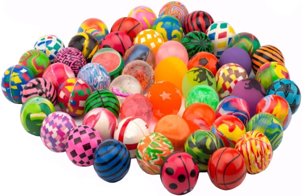 Detalle de OBTANIM 753 Bouncy Balls, 100-Count Mixed-Pattern Rubber Set, 27 mm