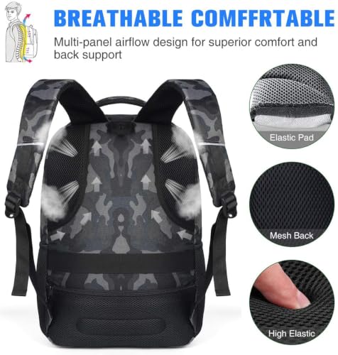 Detalle de YAMTION Men's Laptop Backpack 15.6 Inch: USB Charging Daypack for Work, Travel and School