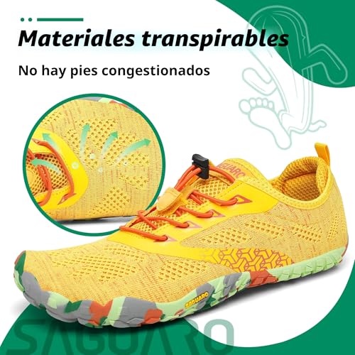 Thumbnail 2 de SAGUARO Zapatillas Barefoot Minimalistas para Hombre y Mujer, Amarillo, 38 EU