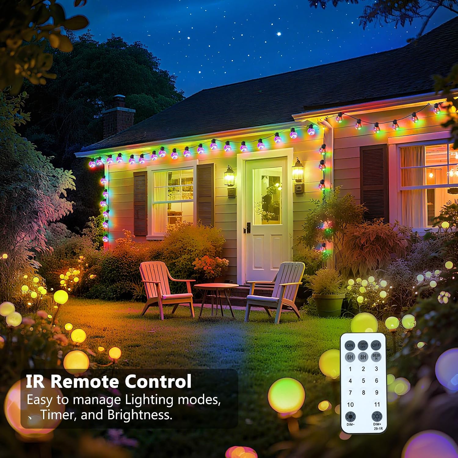 Detalle de KepStars AC-20B-25F-DAUL Outdoor String Lights, 25 ft, 20 LED Bulbs