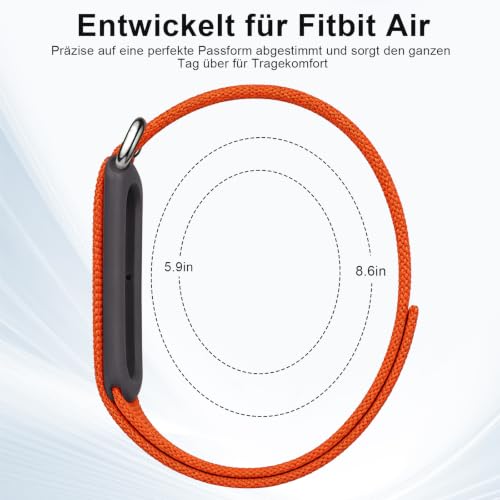Detalle de Polyjoy Nylon Loop Armband für Google Fitbit Air Band mit Metall Buckle