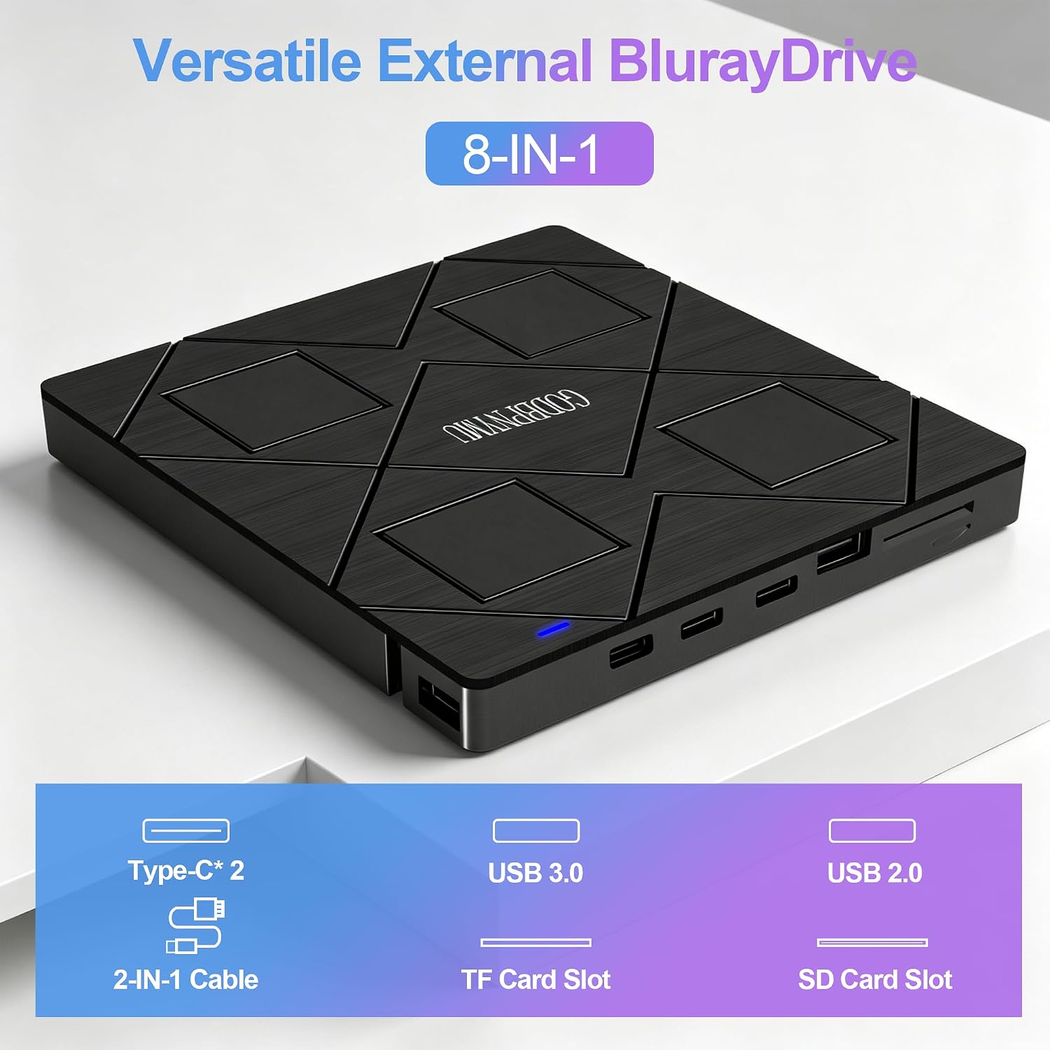 Thumbnail 5 de GODBPNYMU bt638 External Blu-ray Drive, 8-in-1 USB-C Hub & Card Reader