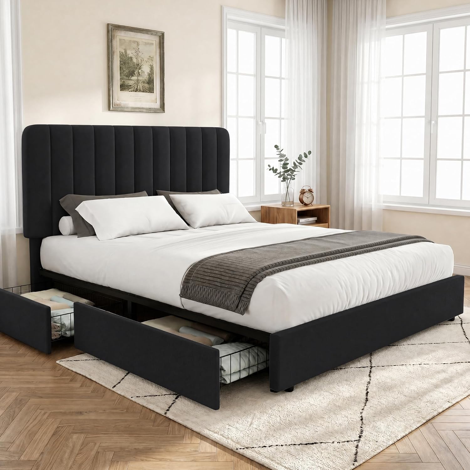 Detalle de VECELO Upholstered Bed Frame, Full Size