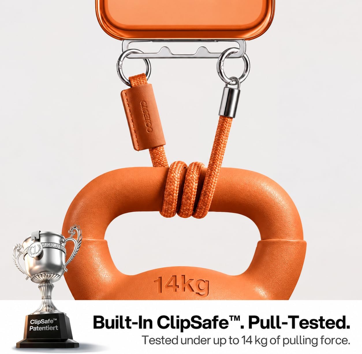 Detalle de CASEKOO Linkoo Magnetic Case for iPhone 17 Pro Max, Orange, Clear Back