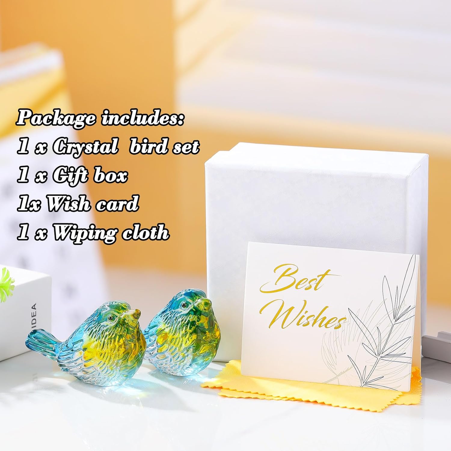 Thumbnail 3 de Arikyrist 2Pcs Crystal Blue and Yellow Birds Figurine – Elegant Glass Pair for Gift and Home