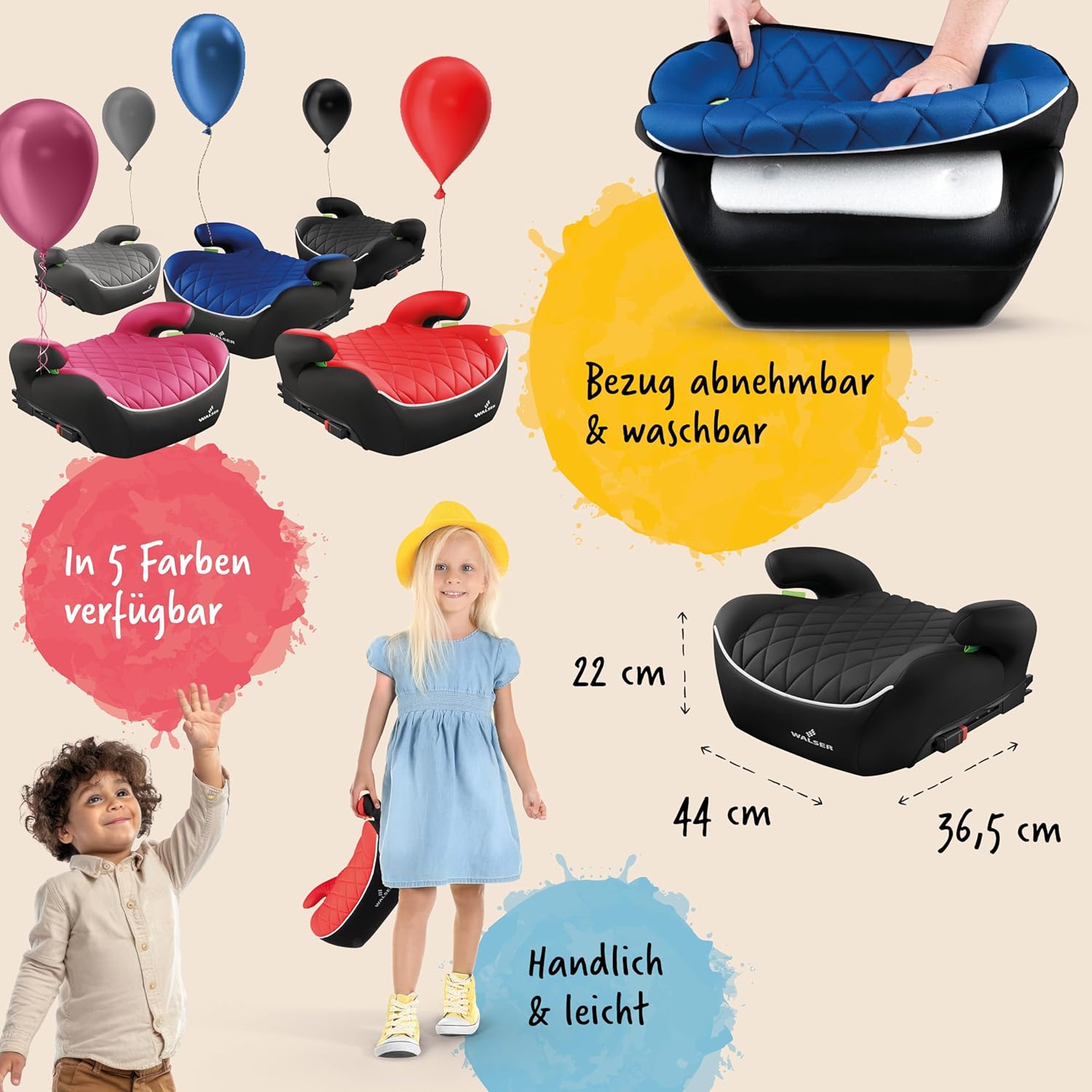 Thumbnail 4 de WALSER Premium Kinder Sitzerhöhung Auto ISOFIX „Andy“ (ECE R 129) 125–150 cm – schwarz/pink