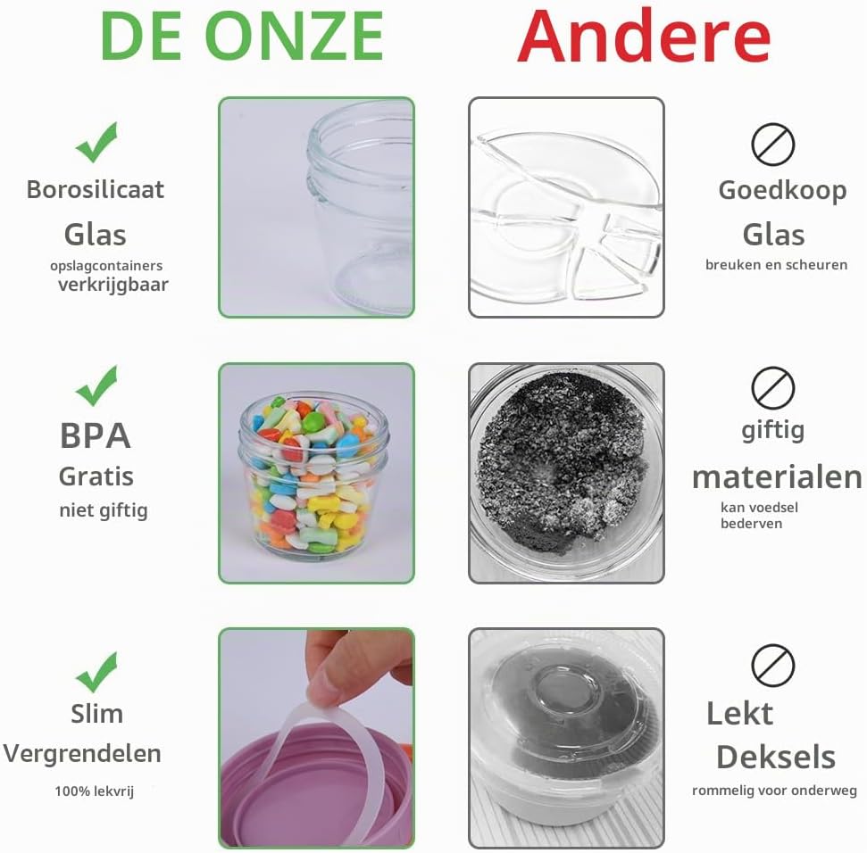 Detalle 2 de Aolso glazen bewaarpotjes voor babyvoeding, 12 x 100 ml, luchtdichte deksels