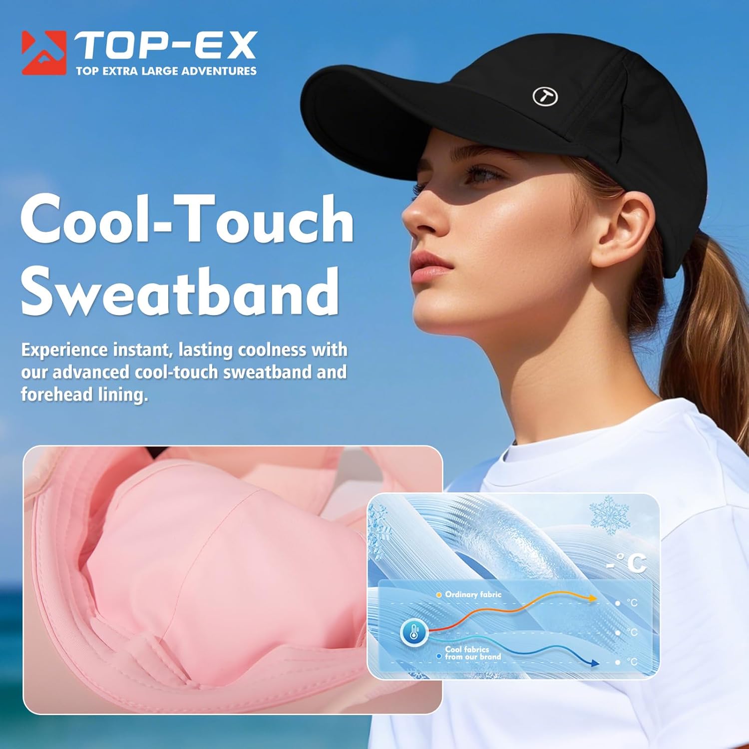 Detalle de TOP-EX Cooling UV 50 High Ponytail Baseball Cap for Women