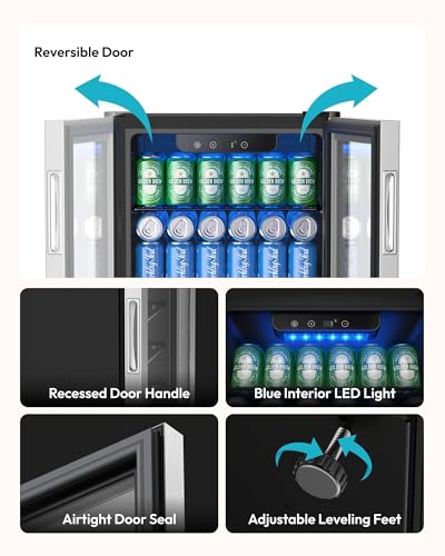 Thumbnail 6 de EUHOMY 93L Drinks Fridge with Glass Door (126 Cans)