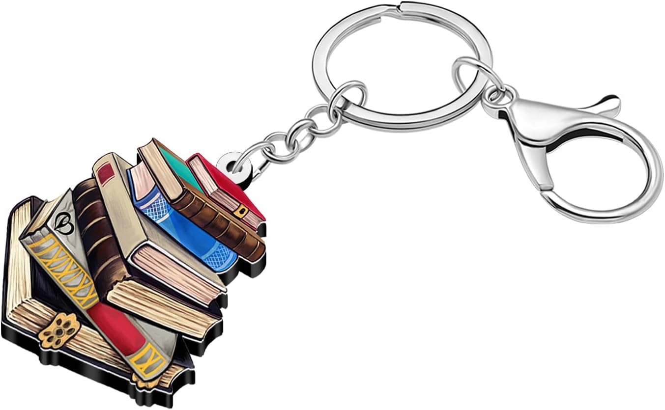 Detalle 2 de WEVENI Acrylic Book Keychain: Bookish Charm for Readers and Gift Ideas