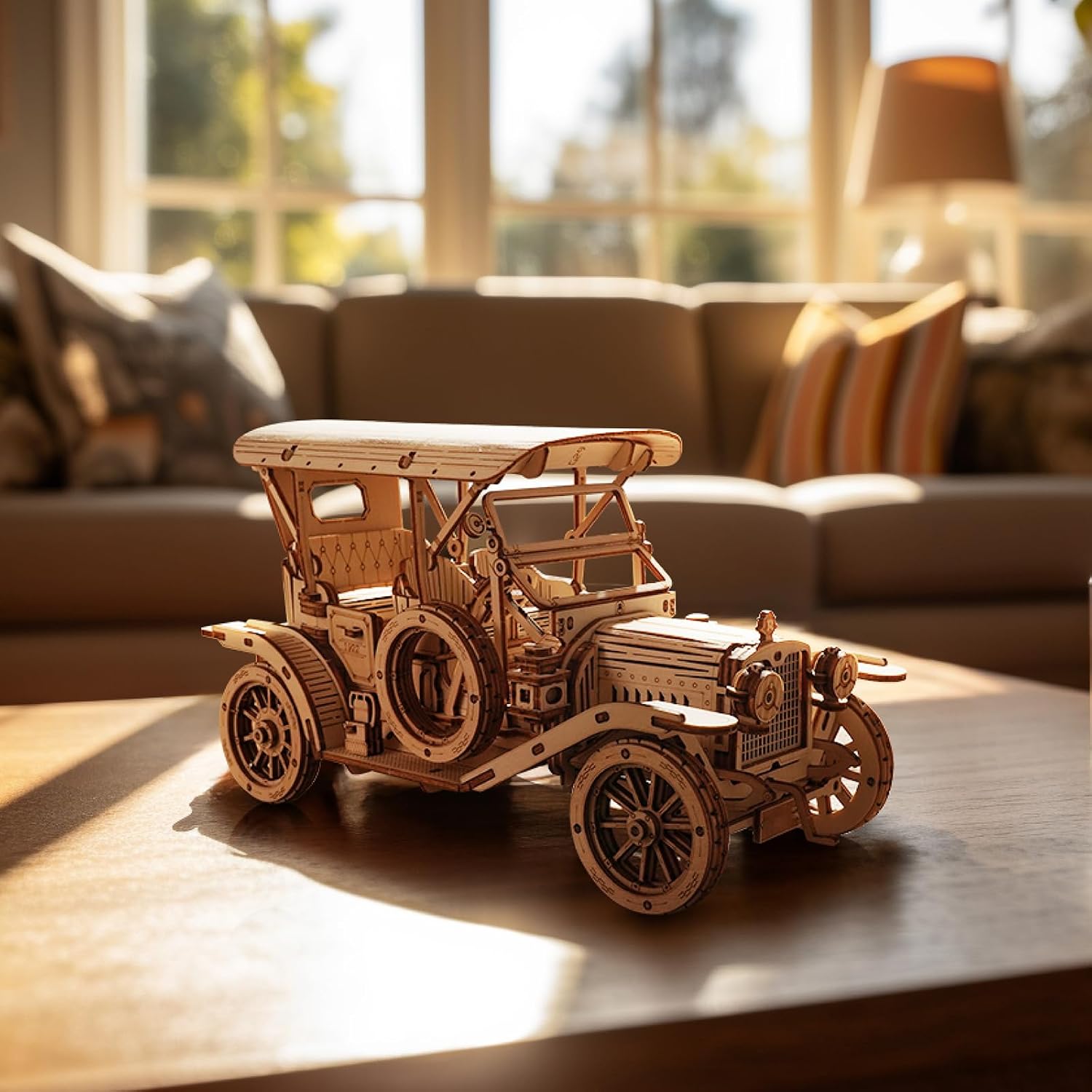 Thumbnail 2 de ROBOTIME ZQRT-MC801 houten 3D-puzzel: mechanische vintage auto