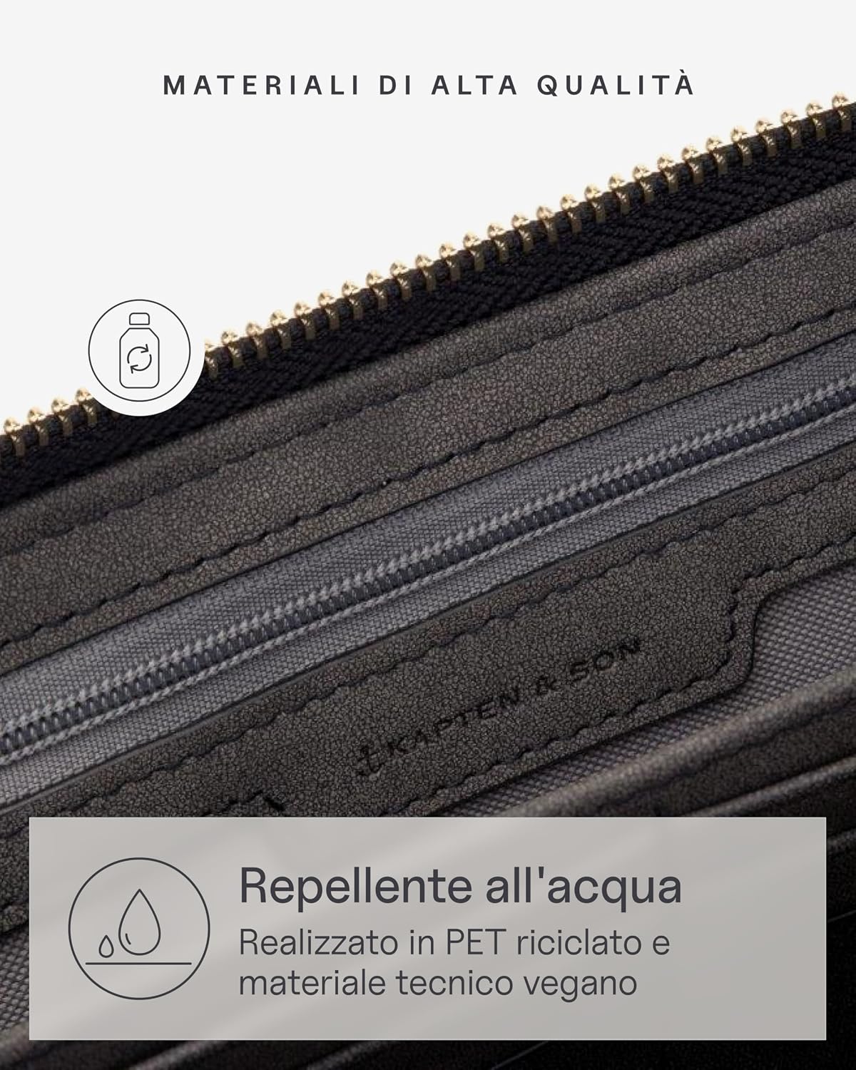 Detalle 2 de Kapten & Son Louvre Wallet Oyster: Portafoglio Donna Grande in Tessuto Vegano con Zip