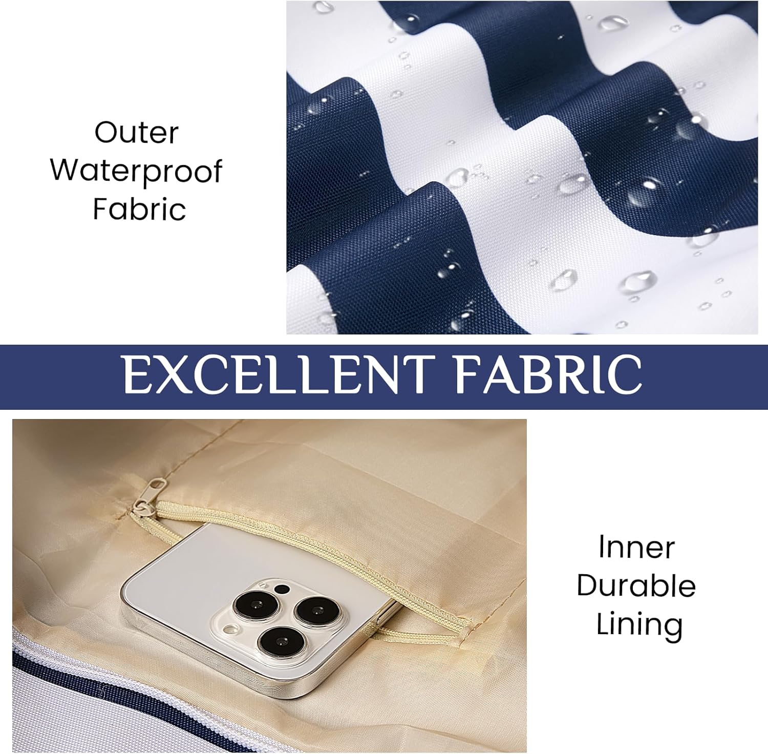 Detalle 2 de WORPICE Beach Bag - Large Zippered Bag with Adjustable Rope Handle