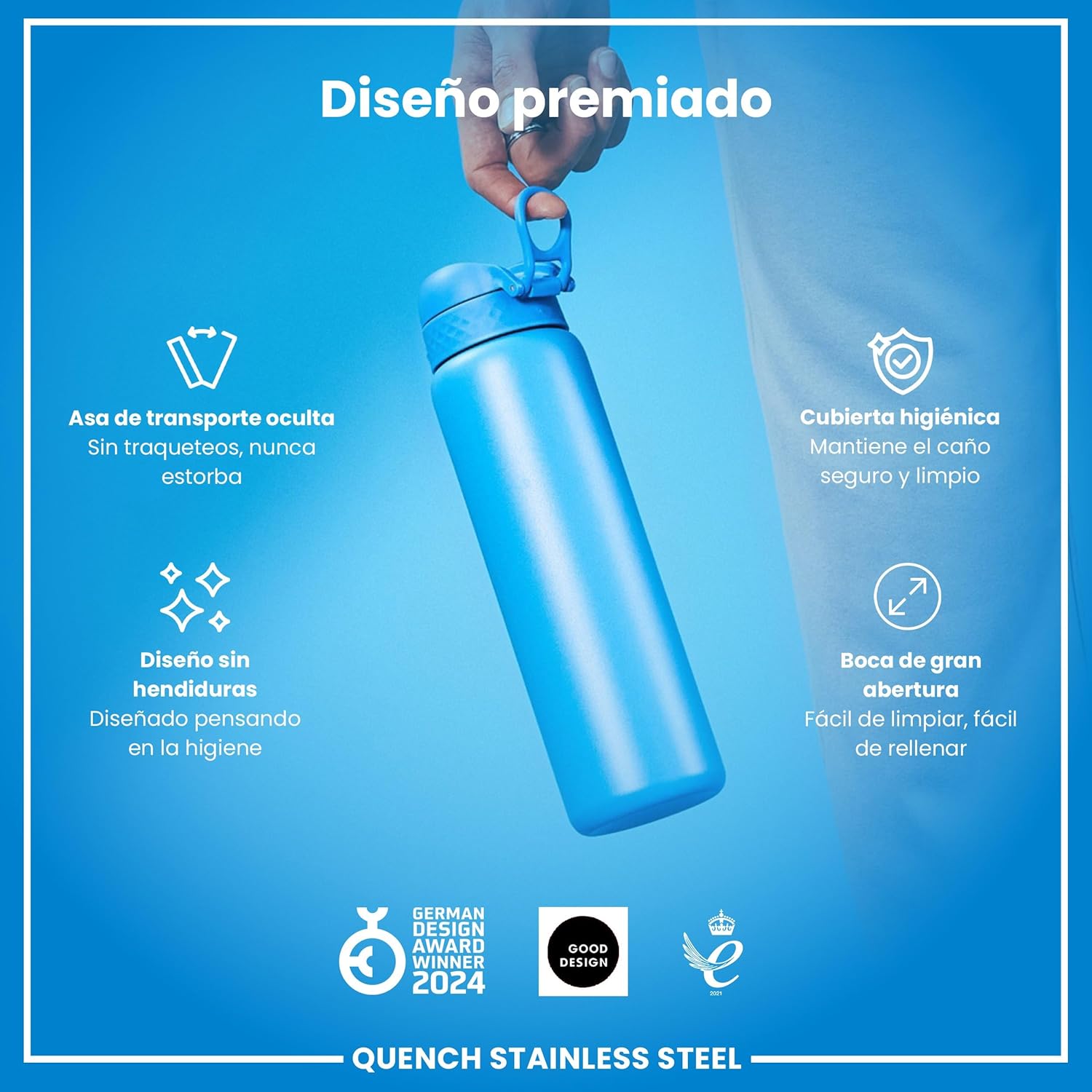 Thumbnail 6 de Ion8 Botella de Agua Inox 1L 🚰 Sin Aislamiento, Sin Fugas