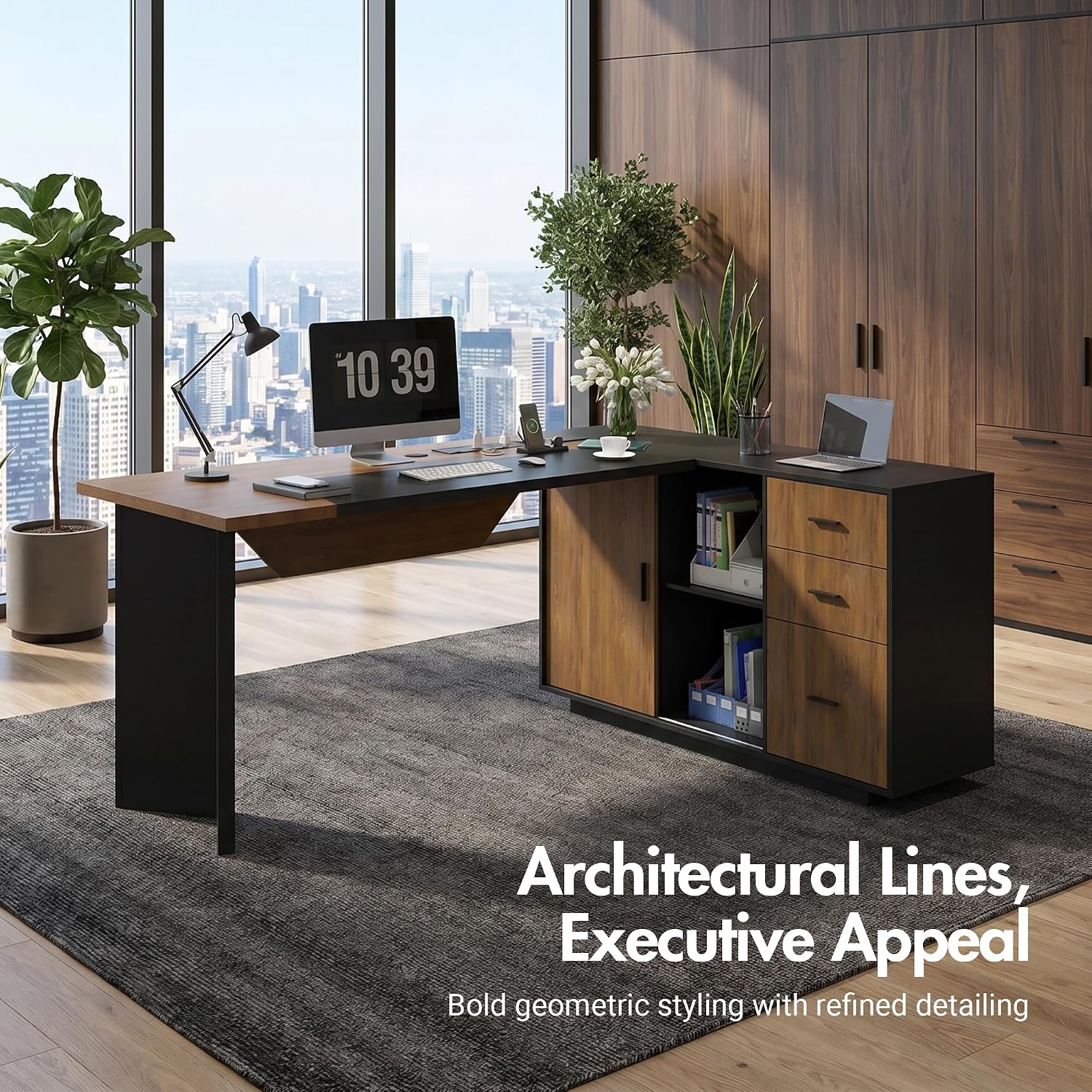 Detalle de L-Shaped Executive Desk, 74.4-inch