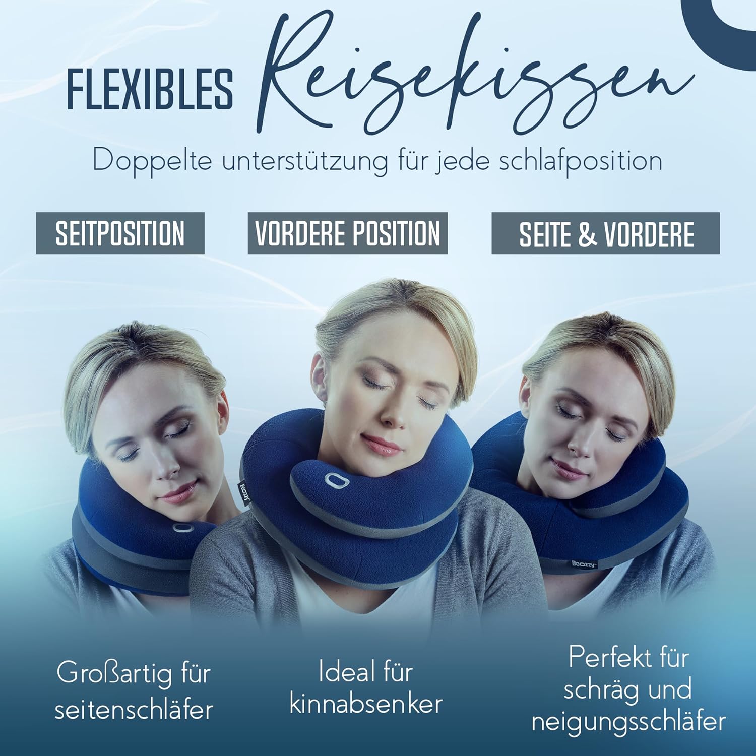 Thumbnail 2 de BCOZZY Nackenkissen für Flugzeug – Patentierte Doppelunterstützung, Groß/XL, waschbar, violett