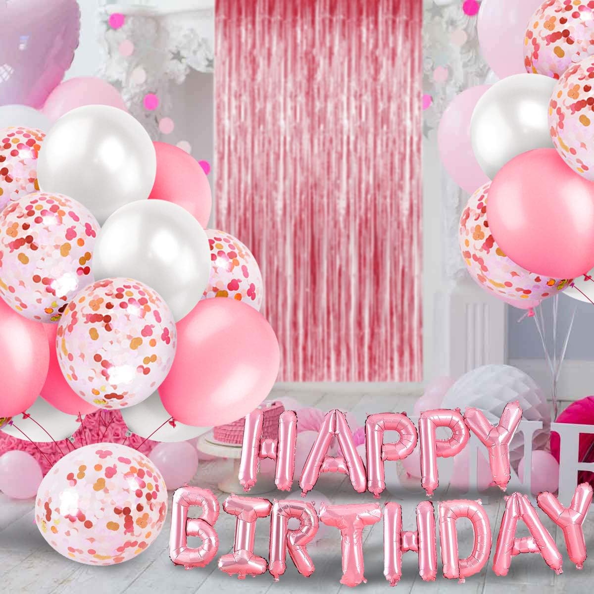 Detalle de iZoeL Pink Birthday Party Decoration Set for Girls