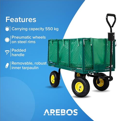 Thumbnail 2 de Arebos Carretilla Jardin Plegable 550 kg con Lona y Llantas