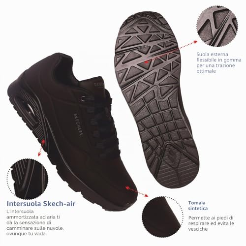 Detalle de Skechers Uno Stand On Air – Scarpe da ginnastica da uomo, Nero, 43 EU