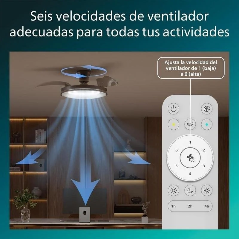 Detalle de Ventilador de techo Philips Atlas Níquel LED 106 cm – 4500 lm regulable