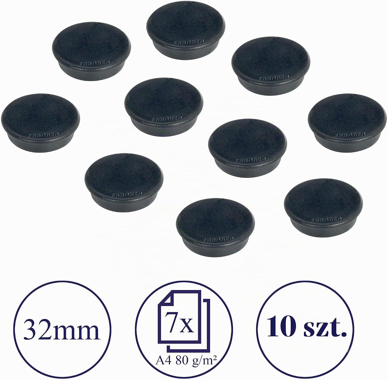 Detalle 2 de FRANKEN okrągłe magnesy 32 mm, czarne, siła przyczepności 800 g, 10 szt.