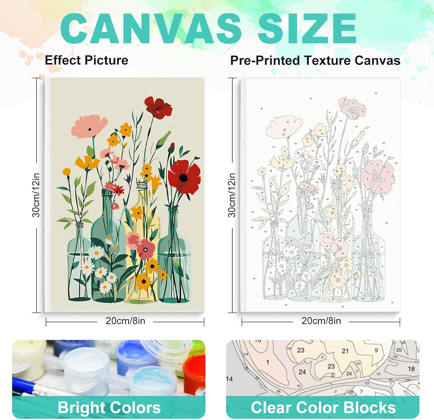 Detalle de GEEHEIY Paint by Numbers for Adults with Frame – Flowers (8 x 12 inch)