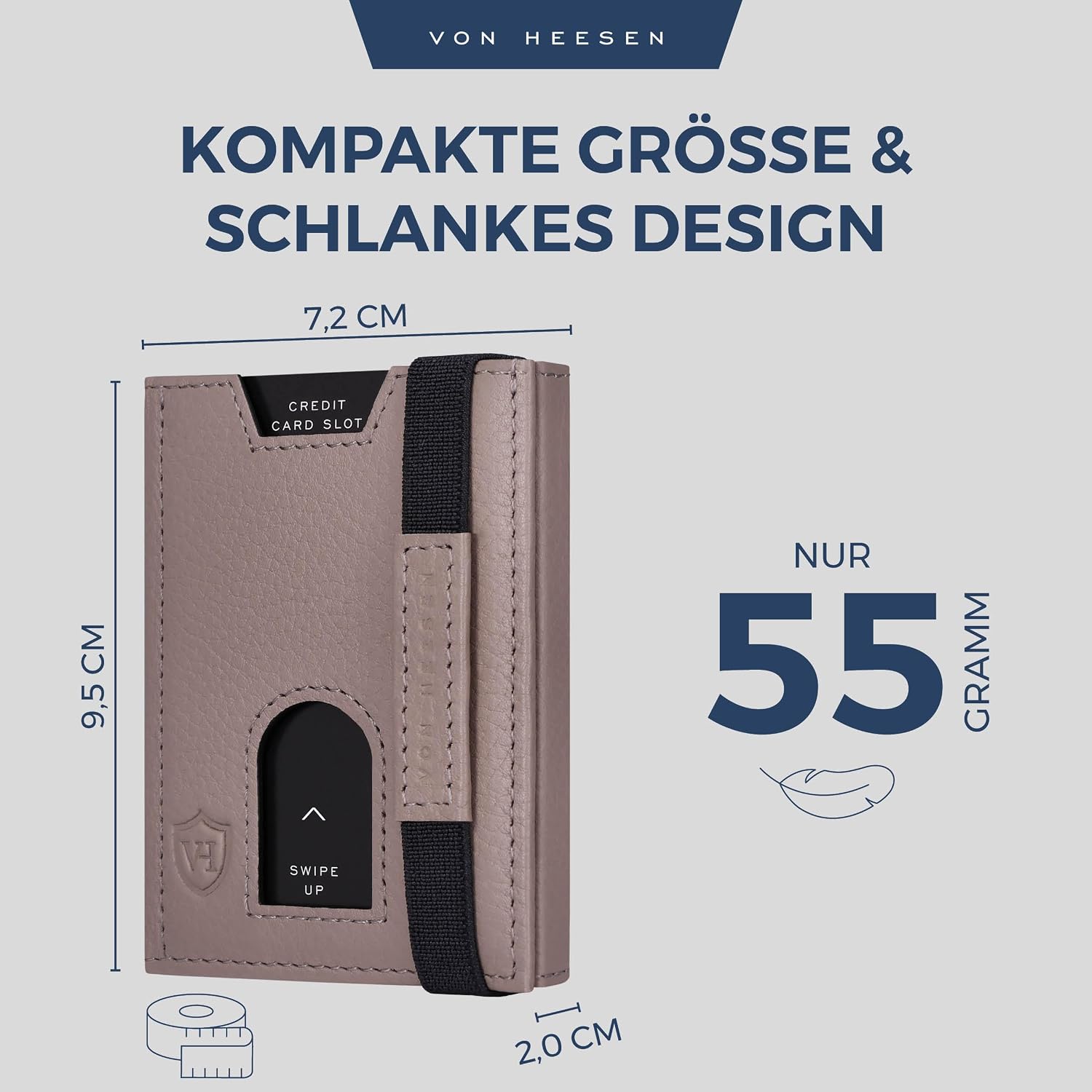Thumbnail 5 de VON HEESEN Leder Slim Wallet – RFID-Schutz, Mini-Geldbörse aus Nappaleder