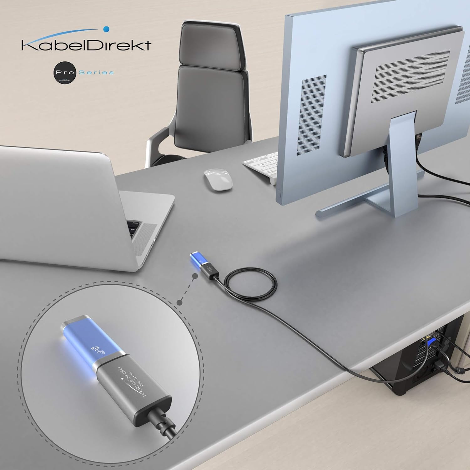 Detalle 2 de KabelDirekt USB A 3.0 Verlängerungskabel – 2 m, USB-A auf USB-A, schwarz/space grey