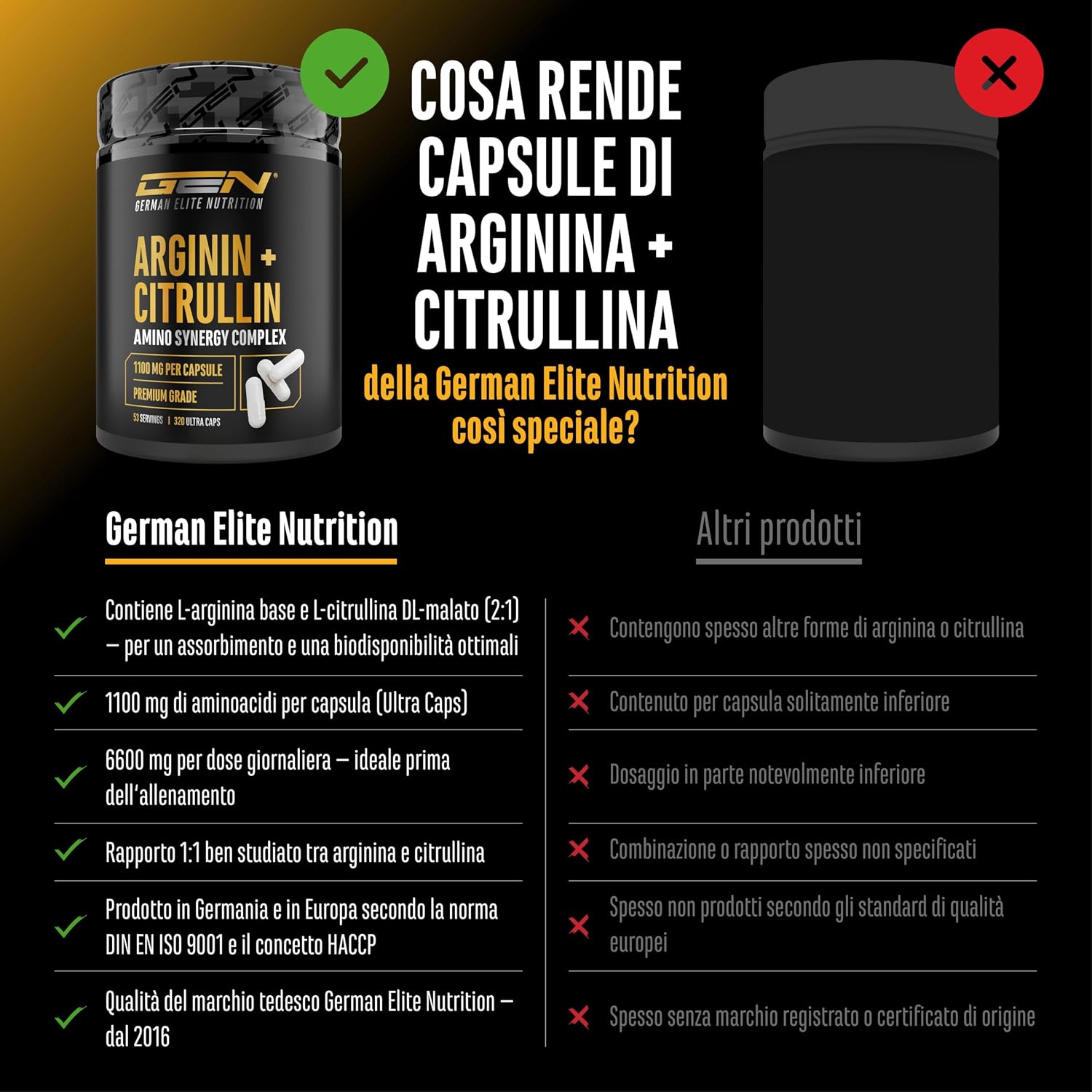Thumbnail 2 de L-arginina + L-citrullina Ultra Caps ad alto dosaggio — 320 capsule da 1100 mg