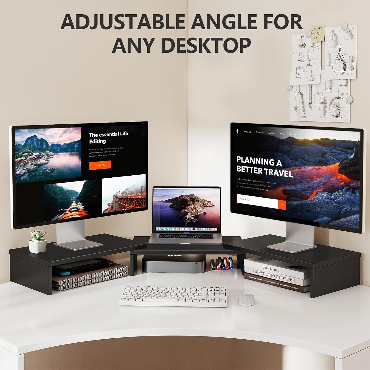 Thumbnail 1 de TAVR Dual Monitor Stand Riser for 2 Monitors 43.3" 🖥