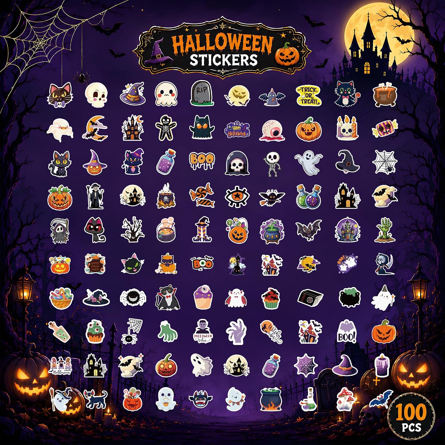 Detalle de Halloween Sticker and Tattoo Set, 160 Pieces