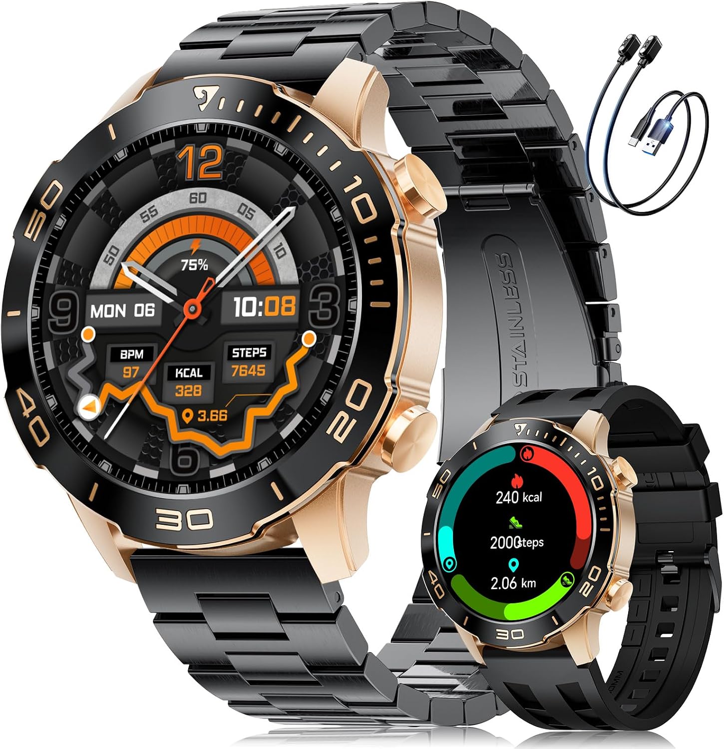 LIGE Orologio Smartwatch Uomo con display AMOLED da 1,43” e cardio 24/7, IP68