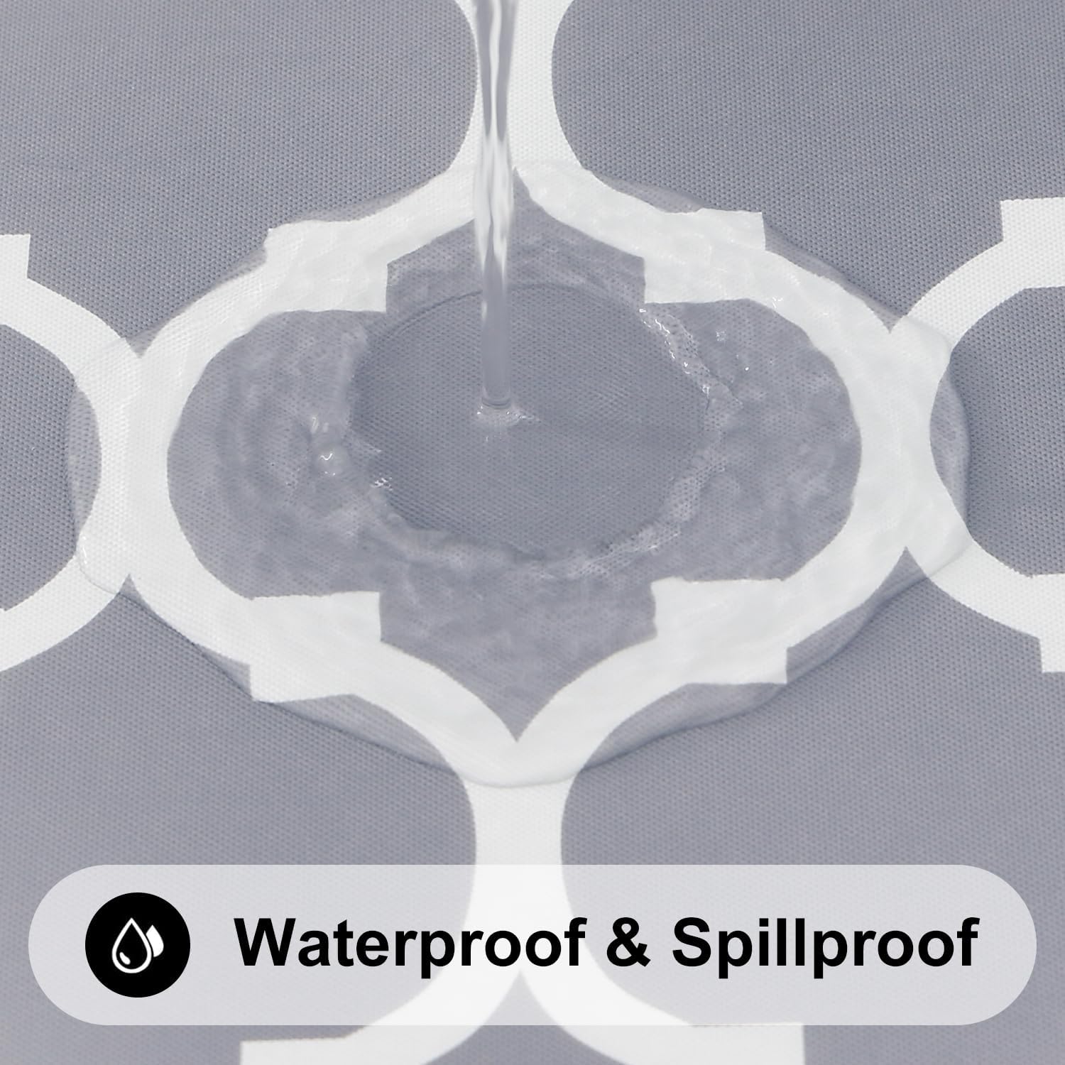 Thumbnail 3 de Smiry Round Picnic Tablecloth (Waterproof Elastic Fitted Covers) for 45"–56" Tables, Grey & White