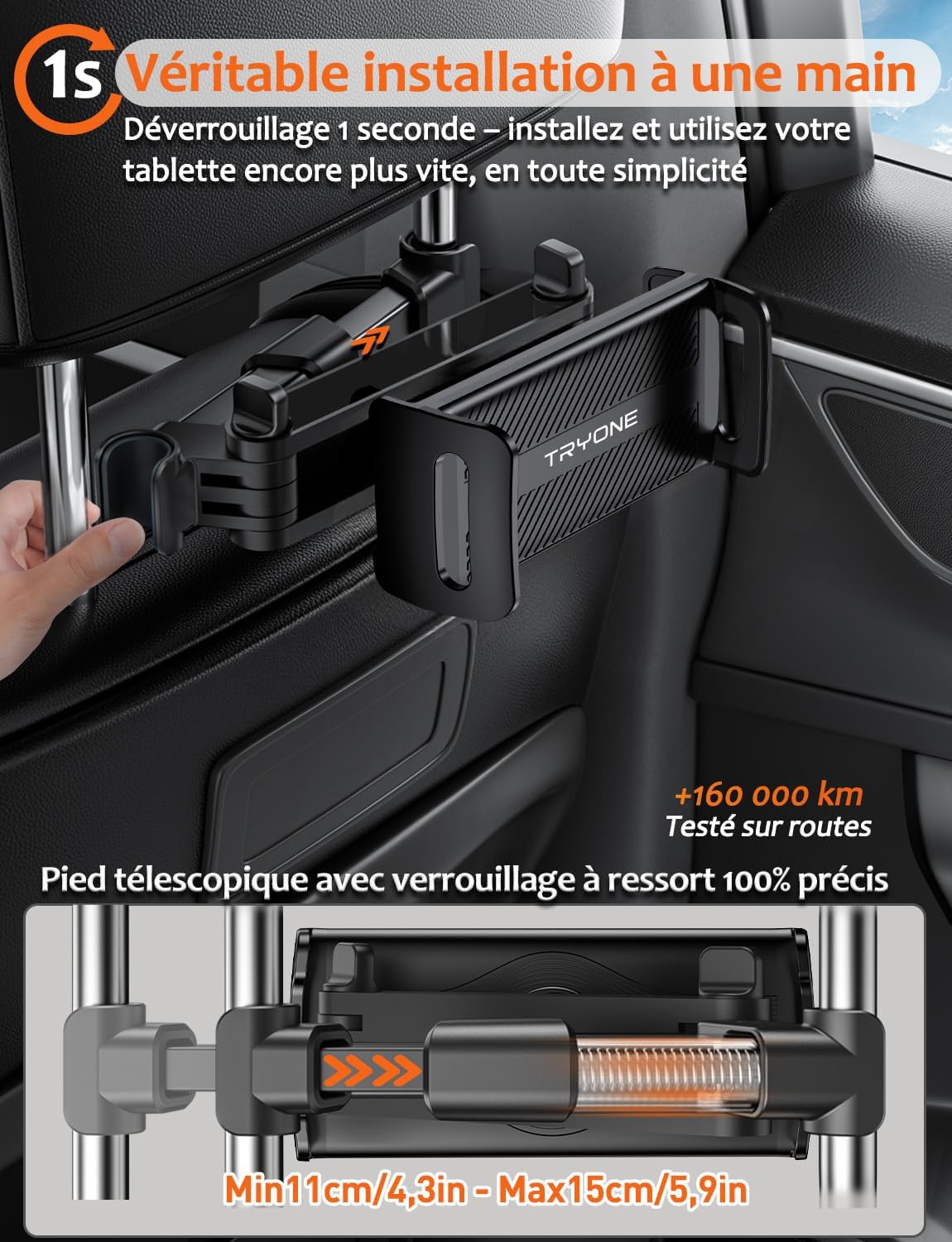 Detalle 2 de TRYONE Support Tablette Voiture extensible