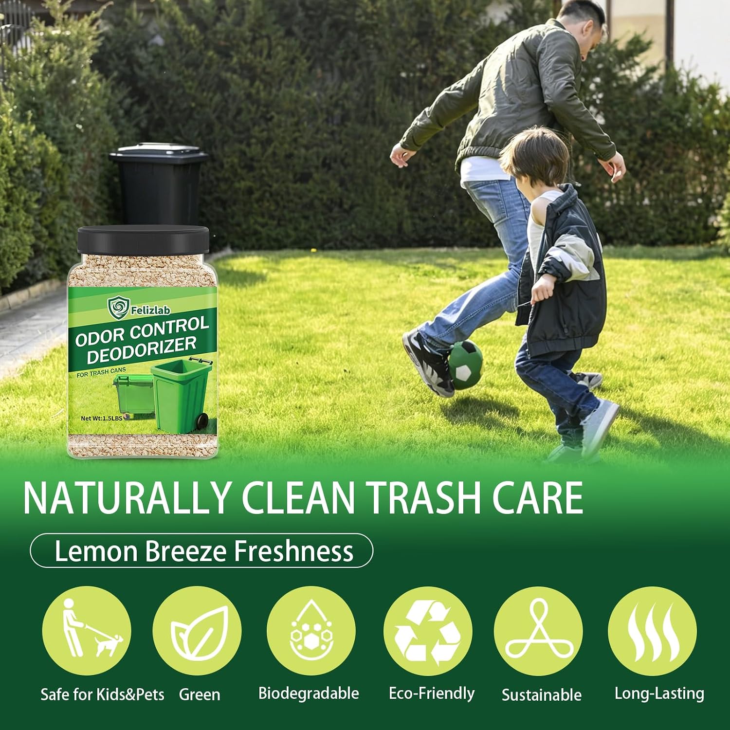 Detalle de Felizlab Outdoor Trash Can Deodorizer, 1.5 lbs