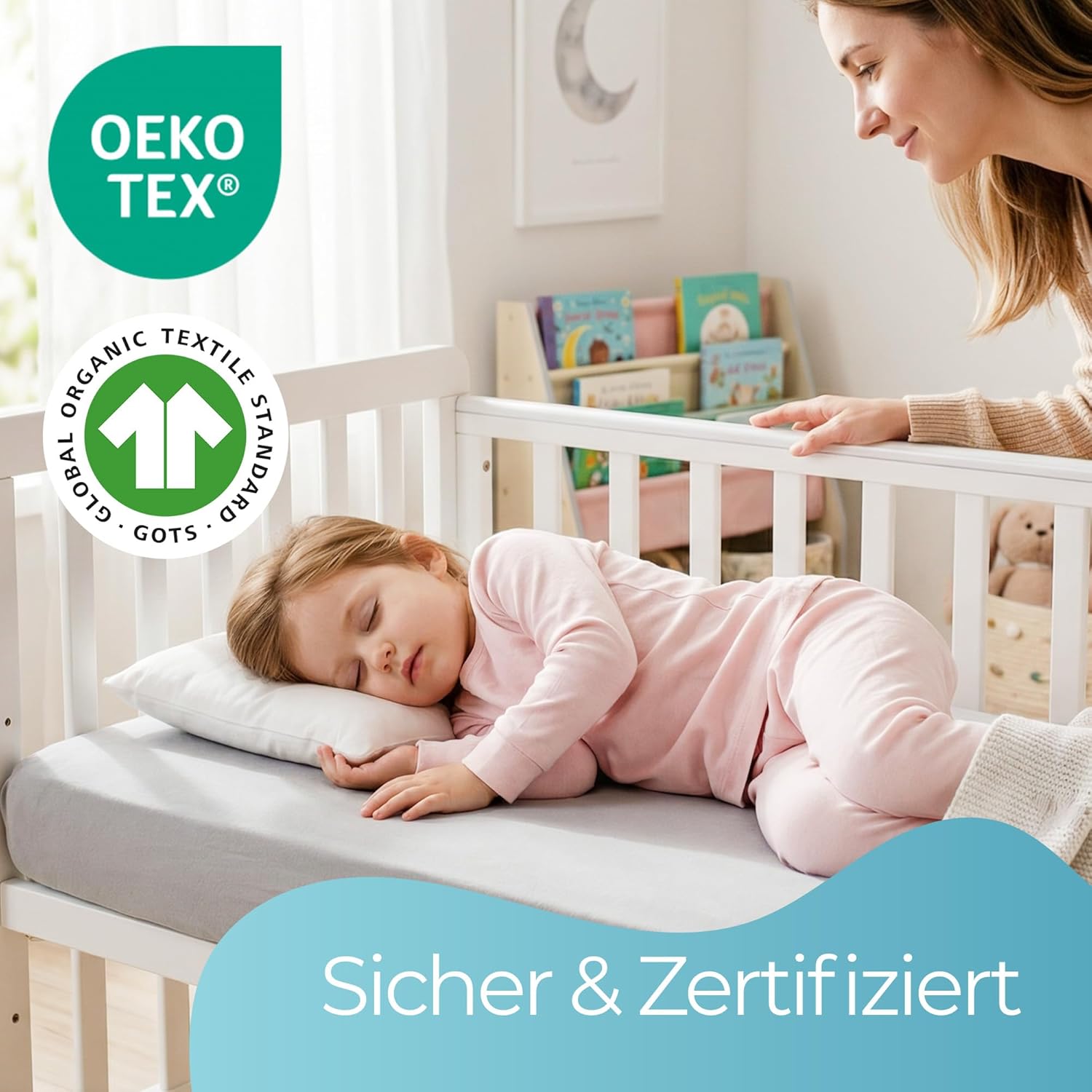 Thumbnail 1 de Spannbettlaken 70x140 im 2er-Set – 100% Bio-Baumwolle, ultraweich und sicher für Ihr Baby