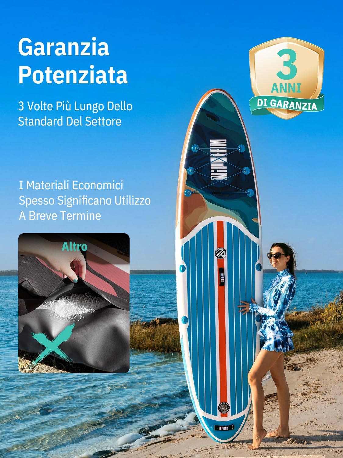 Detalle de Niphean SUP Gonfiabile Adulti con Tutti gli Accessori – Tavola da Stand Up Paddle 320 cm