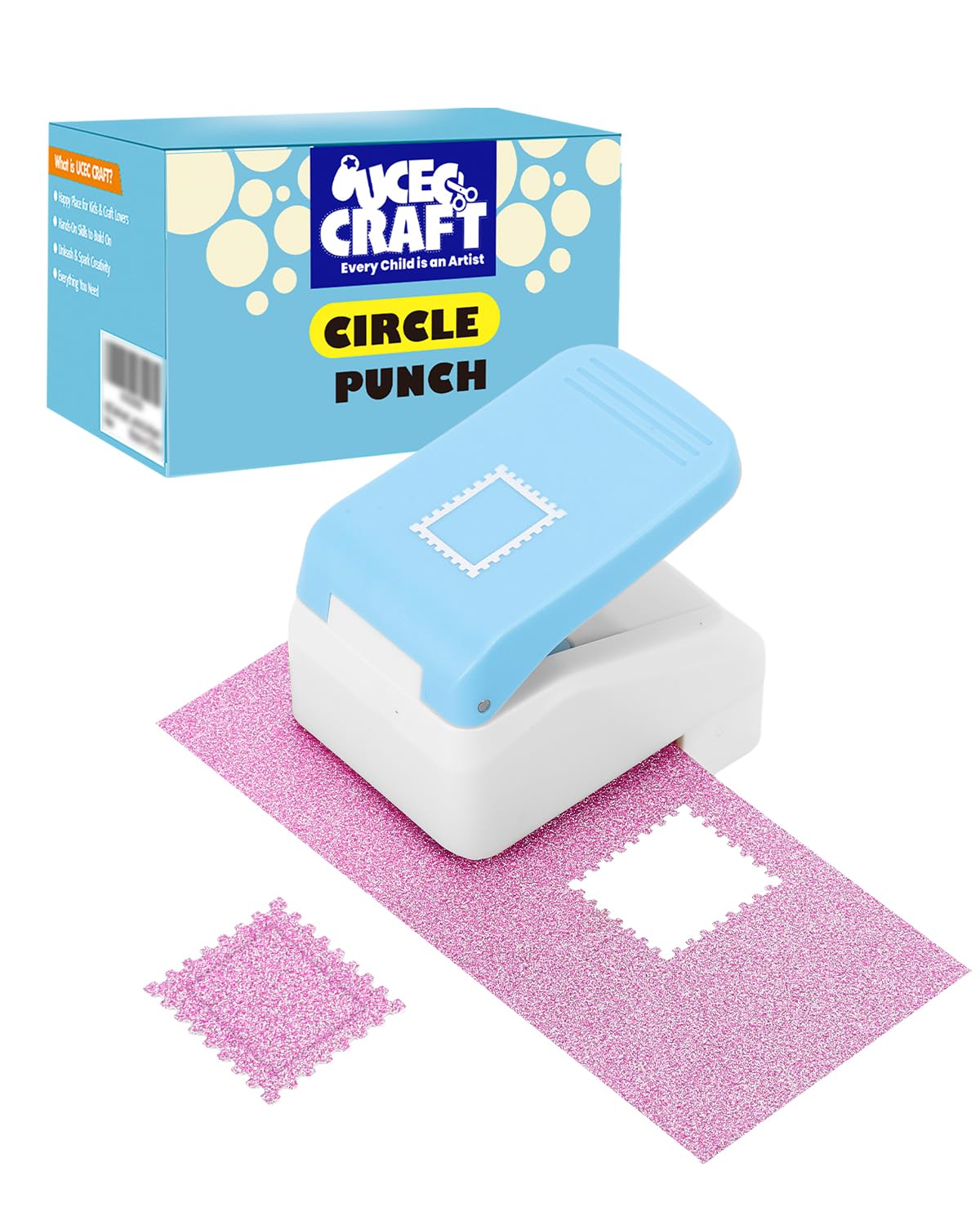 Detalle de UCEC Postage Stamp Punch, Manual Plastic Craft Paper Punch for Tabs and Cards