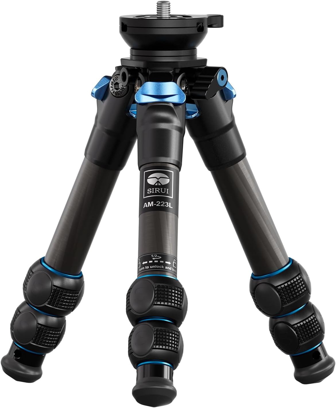 Detalle de SIRUI AM-223L Carbon Mini Reisestativ mit Nivellierbasis – ultraleichtes Ministativ für spiegellose Kameras