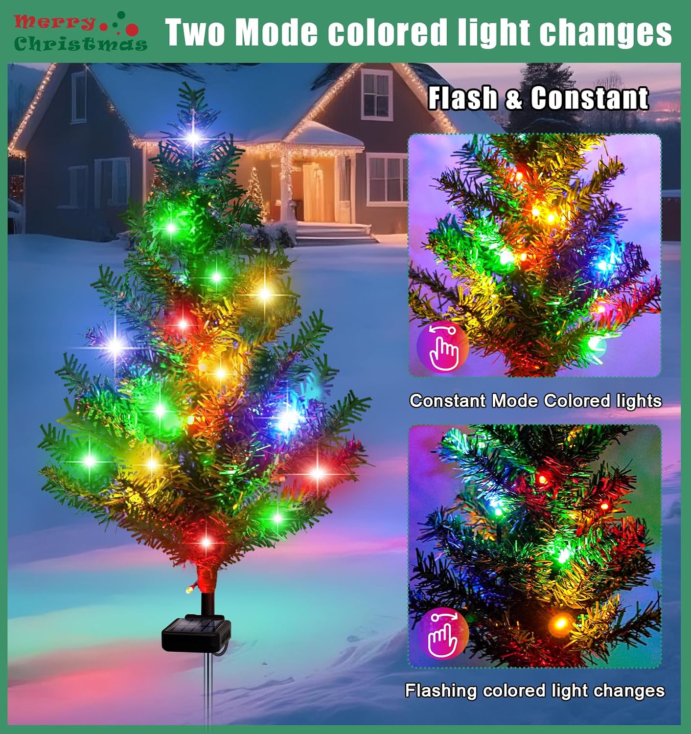 Detalle 2 de ostritec Xmas tree 4pack Solar Christmas Tree Stake Lights, 4-Pack