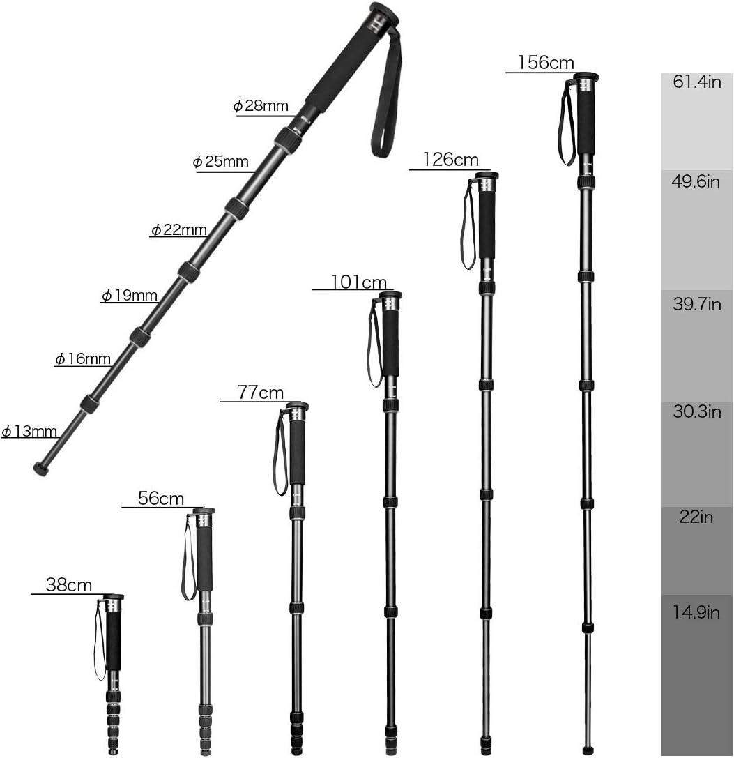 Thumbnail 2 de Koolehaoda K-266 6-Section Compact Monopod (Black) — aluminium unipod stick for portable photography