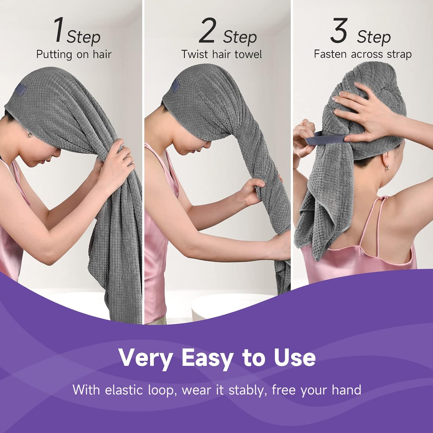 Detalle 2 de Umisleep Extra Large Microfiber Hair Towel 40x30