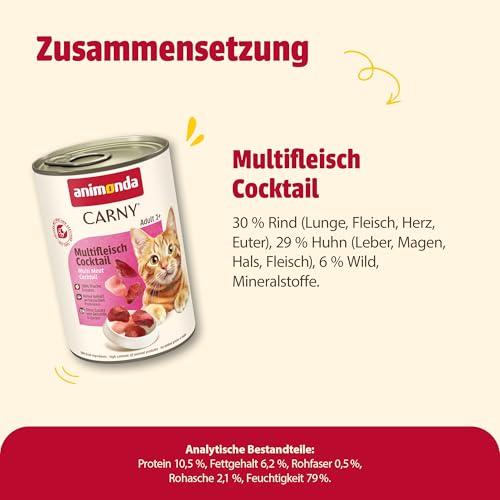 Detalle 2 de Animonda Carny Katzen Nassfutter Multifleisch-Cocktail (6 x 400 g) – getreidefrei, taurinfreiheit betont