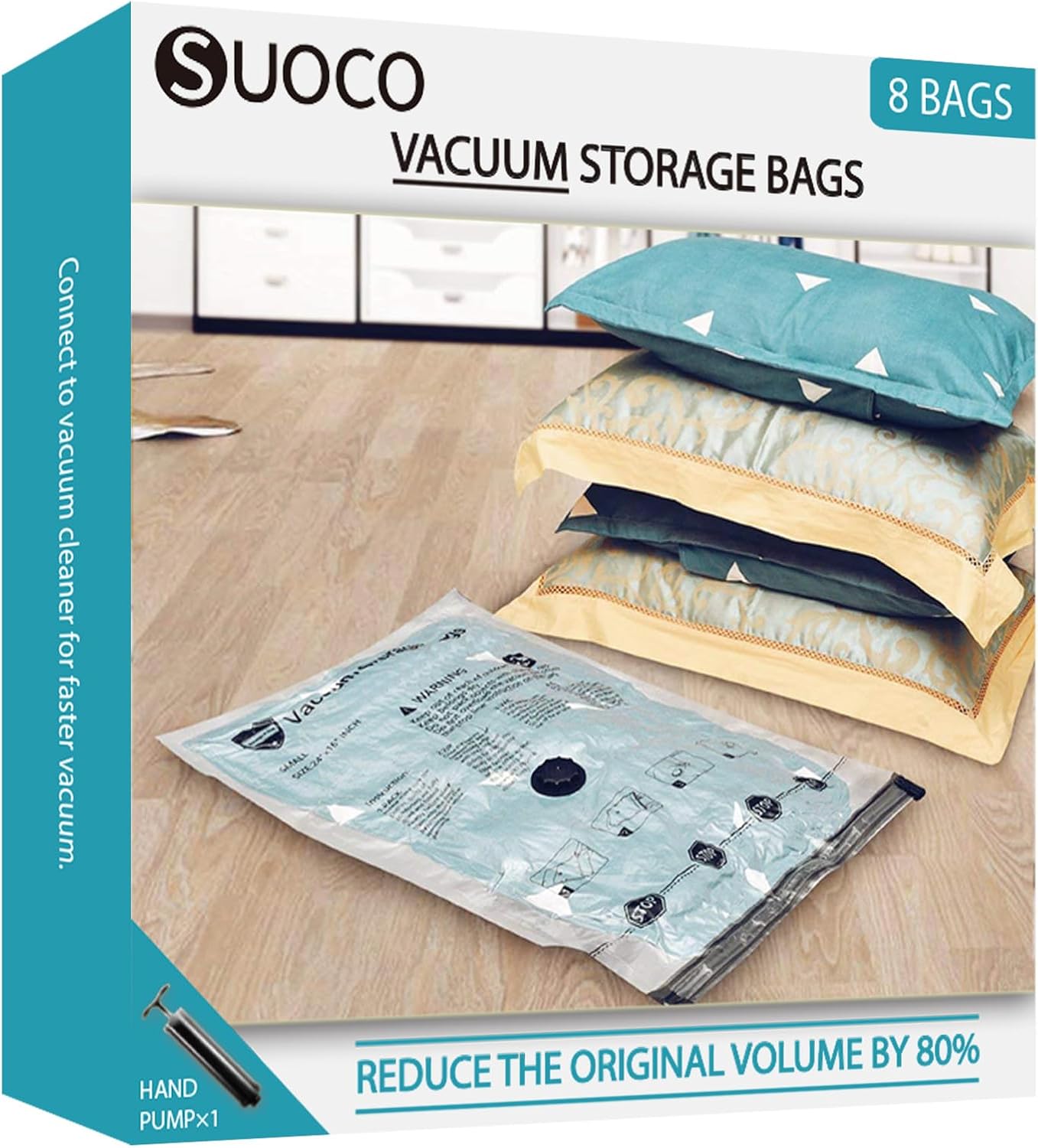 Detalle de SUOCO VAC-2004 vacuüm-opbergzakken, 4 jumbo + 4 large, herbruikbaar