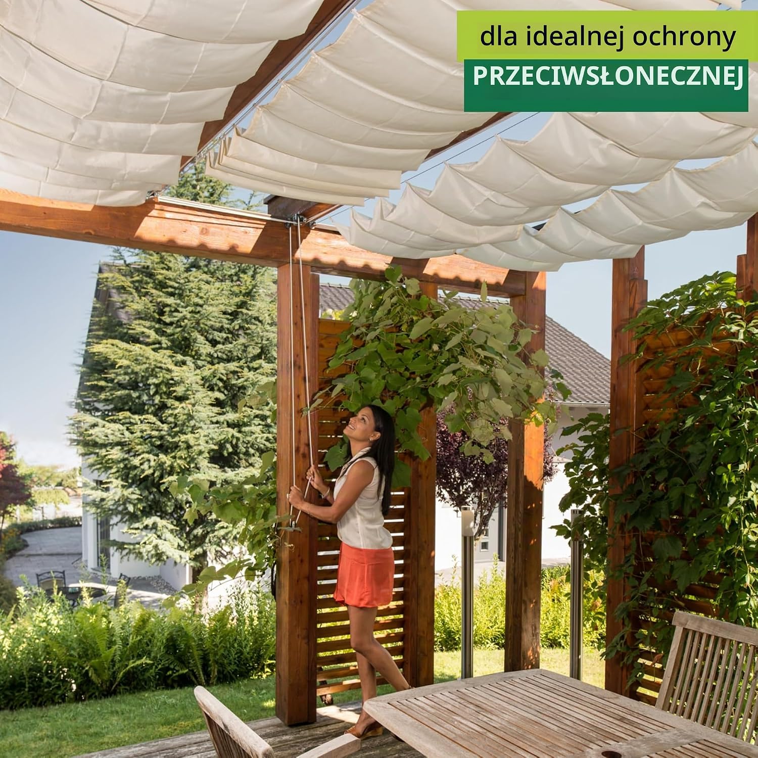 Detalle 2 de Windhager zestaw mocujący do żagli przeciwsłonecznych, system linowy do 7 x 2,7 m