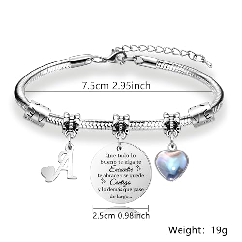 Thumbnail 1 de Awyuan pulsera de plata con letras iniciales (dije grabado) personalizada para mujer y adolescente