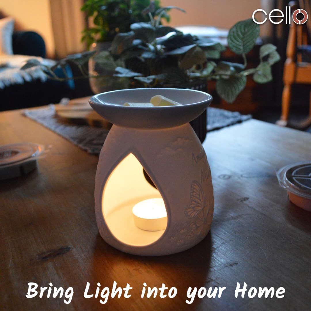 Thumbnail 2 de Cello Wax Melt Burner (Dragonfly Design) in Porcelain with Lithophane Effect